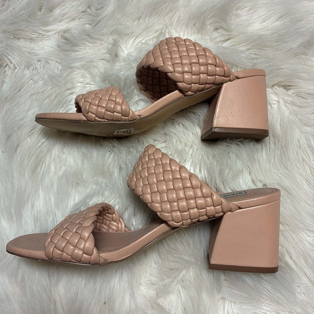 Steve Madden Daphnee Braided Light Tan / Nude Block Heel Sandals - Picture 10 of 16